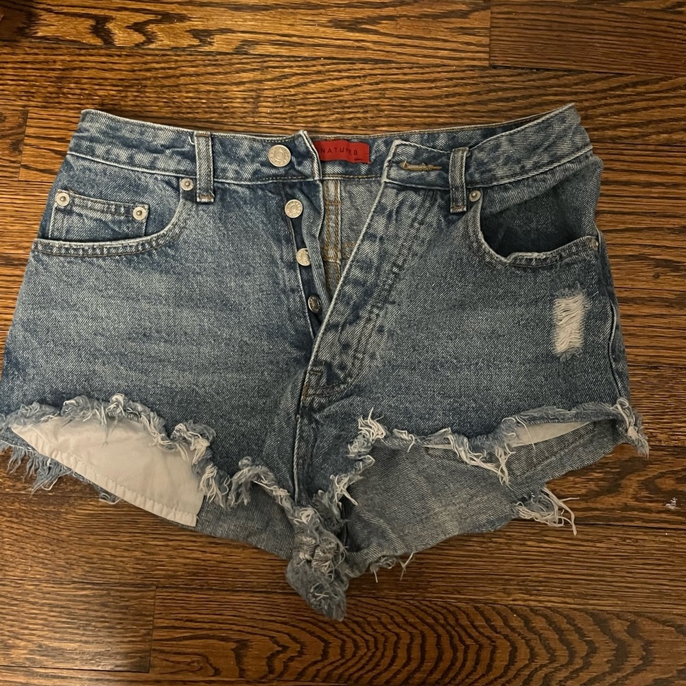 Buttoned Medium/Dark Wash Shorts